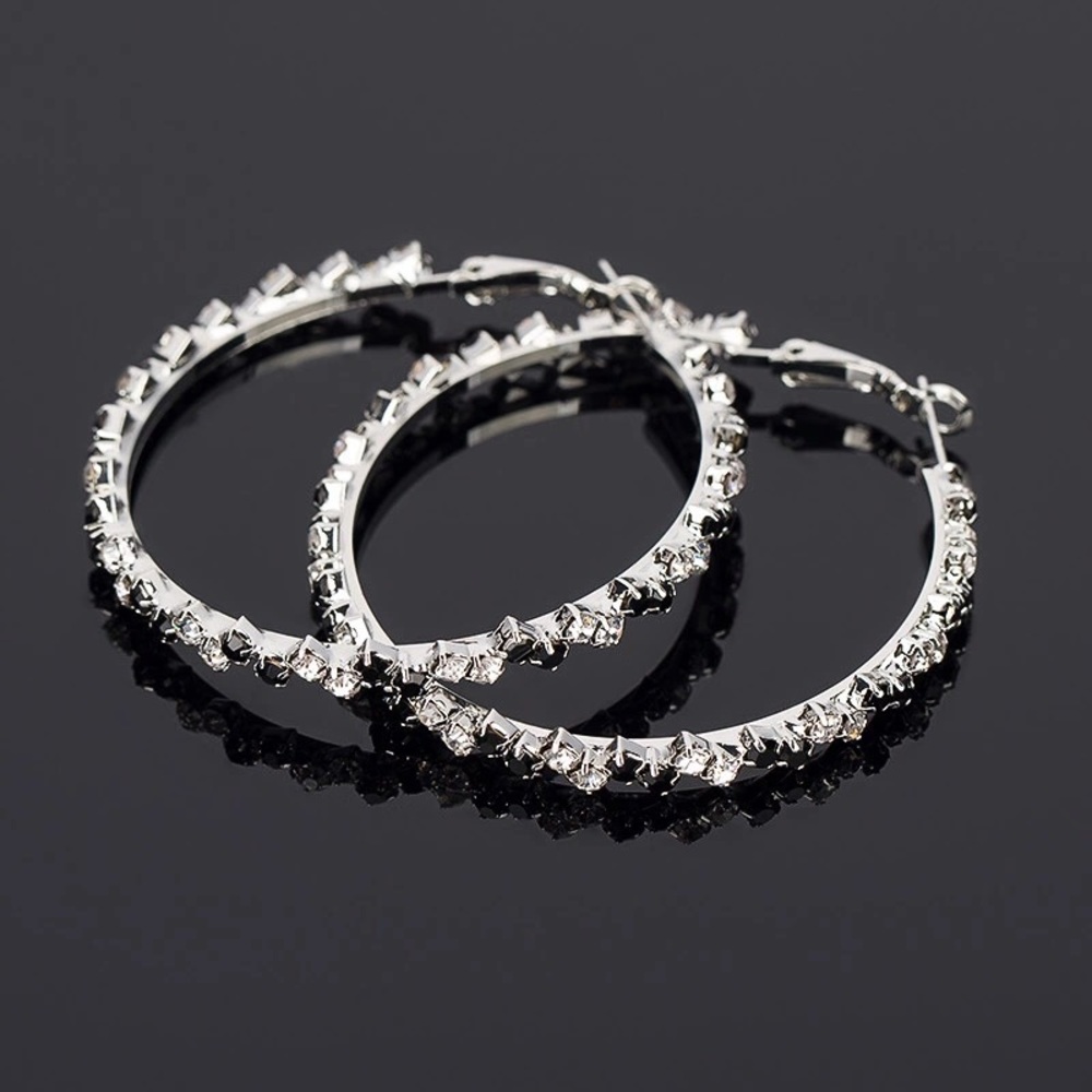 FINAL SALE ❗️ Sparkling Hoop Earrings - Picture 5 of 6